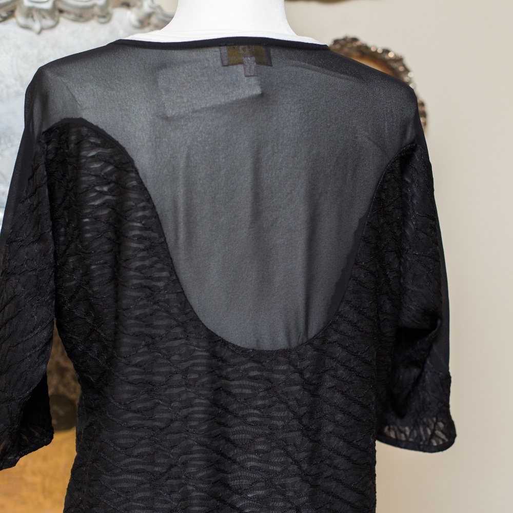2/$10 Collective Concepts Black Blouse Tunic M - Picture 3 of 4